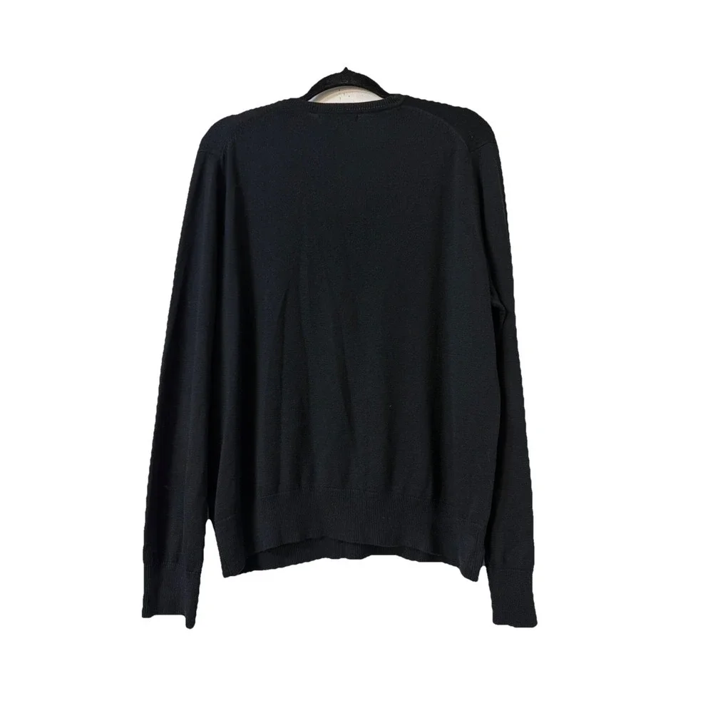 Banana Republic Mens Silk Cashmere V-Neck‎ Sweater Black Large Pullover